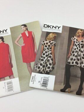 2 DKNY Vogue Dress Sewing Patterns Sz 14 16 18 20 Uncut V1179 V1160